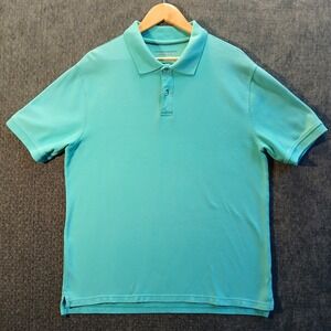 Saddlebred Perfect Polo Shirt Mens Large Teal Turquoise Short Sleeve Pique Knit